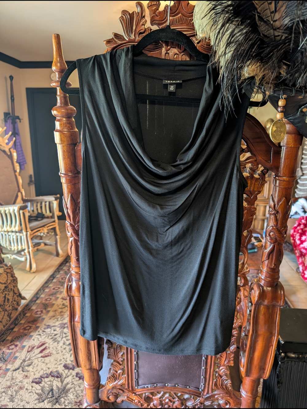 torrid Black Sleeveless Drape-Front Top